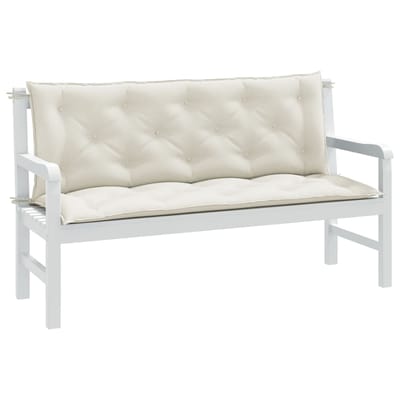 vidaXL - Tuinbankkussens - 2 - st - 150x50x7 - cm - stof - gemêleerd - crèmekleurig