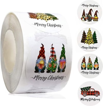 Kerst Sluitsticker Merry Christmas - Auto – Kerstbomen – Kerstman | Christmas – Kerstkaart – Kerstpakket | Bedankje - Envelop - Sluitzegel| Chique | Envelop stickers | Cadeau - Gift - Cadeauzakje - Traktatie | Chique inpakken