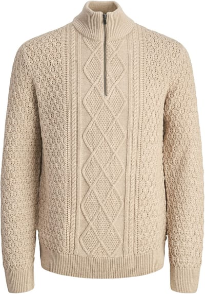 Jack & Jones - Heren Trui North Knit High Neck - Beige - Maat L