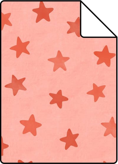 Proefstaal ESTAhome behang sterretjes roze en rood - 50 x 900 cm - 131710-S