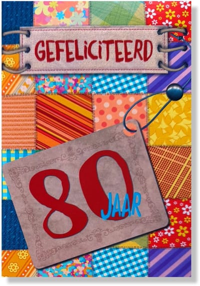 Hoera 80 Jaar! Luxe verjaardagskaart - 12x17cm - Gevouwen Wenskaart inclusief envelop - Leeftijdkaart