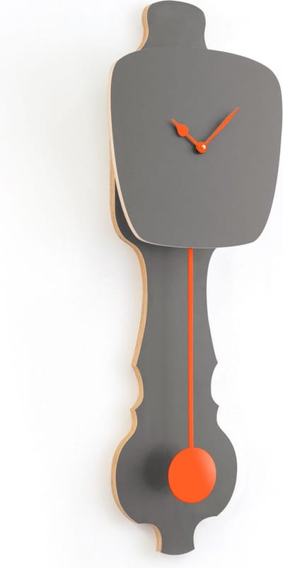 KLOQ Wandklok Steen Grijs & Neon Oranje maat L