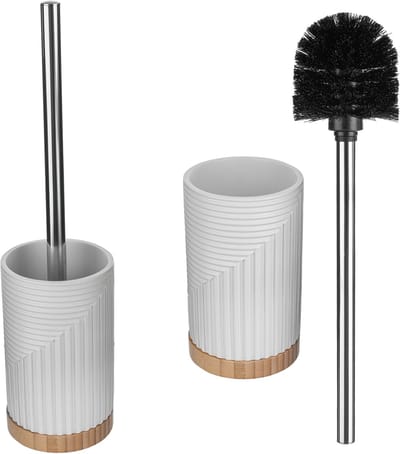 KADAX Wc-borstel met houder, toiletborstelset, toiletborstelset met handvat en houder, toiletborstel met borstelhouder, wc-garnituur zonder boren (rond wit)
