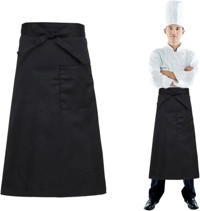 Set van 2 Korte Schorten, Unisex Zwarte Schorten met Pocket voor Gastronomie, Bakkerij en Tuinieren