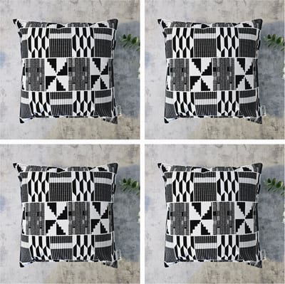Set Van 4 Kussenhoes 40x40cm | Decoratieve Kussensloop | Sierkussens | Afrikaanse Boheemse Stijl Geometrische 'Mudcloth' Bogolan Geïnspireerd Print Woondecoratie Sierkussen Katoen Etnische Kussenhoes Case