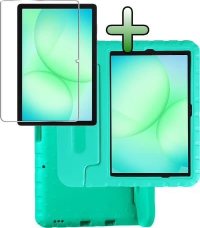 Hoesje Geschikt voor Samsung Galaxy Tab A11 Plus / A9 Plus - Met Screenprotector - Kinderhoes Shockproof Bumper - Kidsproof Case - Tablet Hoes - Kinder Hoes Cover - Turquoise