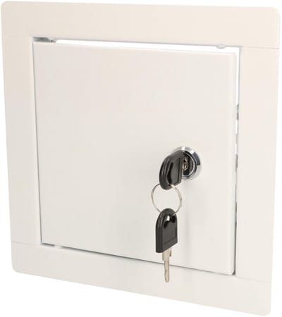 KOTARBAU® Inspectieklep, Inspectiedeur, Verzinkt Staal, 15x15 cm, Wit, Inspectieluik met Slot, en 2 Sleutels, Onderhoudsklep, Poedergecoat, Toegangspaneel, Revisiedeur