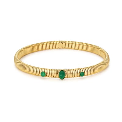 Twice As Nice Armband in edelstaal met groene stenen Goudkleurig 19cm