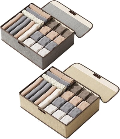 Organizer voor 2 lades, opbergsysteem, opvouwbare opbergdoos, stof, ondergoed, organizer, 3-in-1 kledingkastorganizer voor ondergoed, beha's, sokken, stropdassen, ondergoed, wikkelbenodigdheden