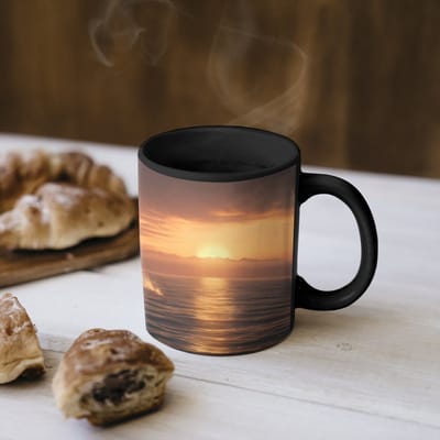 Magische Mok - Foto op Warmte Mokken - Koffiemok - Orka - Zee - Zonsondergang - Magic Mok - Beker - 350 ML - Theemok