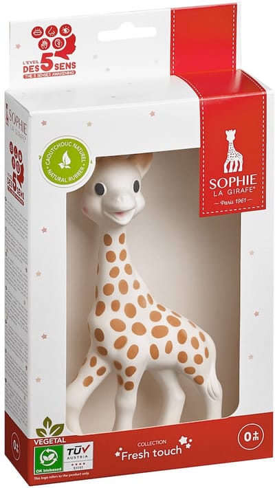 Sophie de giraf - Bijtspeeltje - Bijtspeelgoed - Baby speelgoed - Kraamcadeau - Babyshower cadeau - In wit/rood geschenkdoosje - 100% natuurlijk rubber - Vanaf 0 maanden - 17 cm - Beige/Bruin