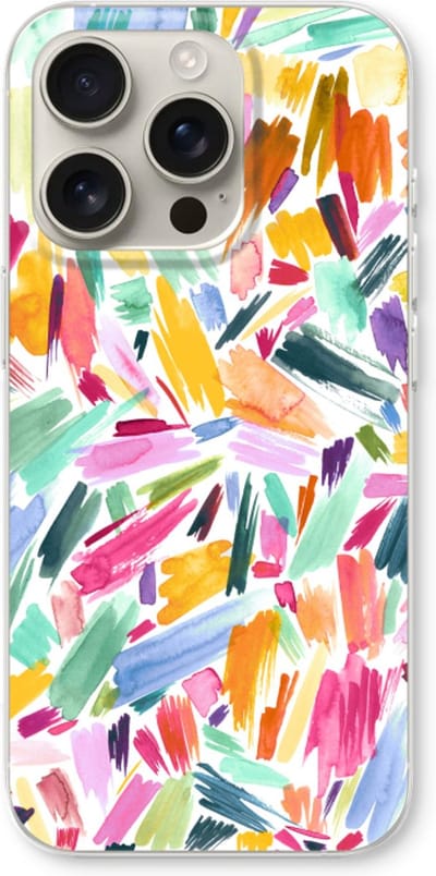 Case Company® - Hoesje geschikt voor iPhone 16 Pro hoesje - Watercolor Brushstrokes - Soft Cover Telefoonhoesje - Bescherming aan alle Kanten en Schermrand