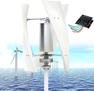 Verticale Windturbine - Stille Windmolen - Energie Opwekken - 3 Bladen Ontwerp - Diameter 53cm - Wit