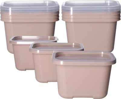 Juypal Vershoudbakjes nestbaar - BPA vrij - meal prep - 9x stuks van 1 liter - beige - luchtdicht - herbruikbaar