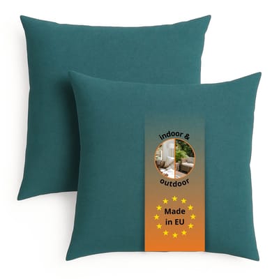 sleepling sierkussenset van 2 - 40x40 cm kussen – bankkussen van robuuste meubelstof - incl. hoes en vulling - als decoratiekussen, sierkussen of couchkussen - kussenset - Made in EU - 40 x 40 cm - petrol