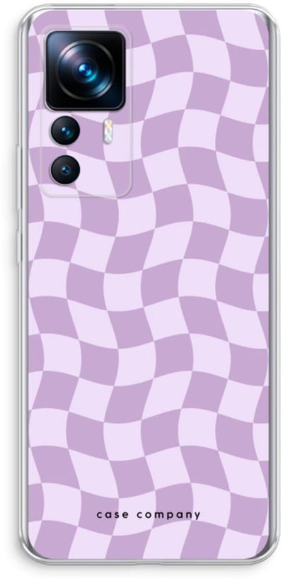 Case Company® - Hoesje geschikt voor Xiaomi 12T hoesje - Grid Paars - Soft Cover Telefoonhoesje - Bescherming aan alle Kanten en Schermrand