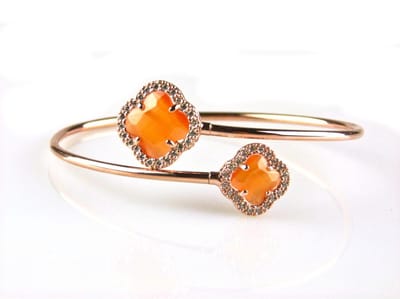 model toi et moi armband in zilver roze verguld oranje