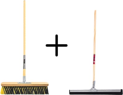 Synx Tools Binnenbezem 40cm La Crema + Vloertrekker 35cm met Steel 150cm - Kamerveger – Vloerreiniger – Moppen – Zachte bezem met steel 150cm