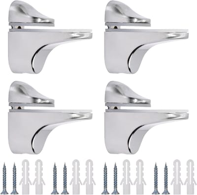 Verstelbare Glazen Plankhouders met Schroef, Ideaal voor Wandmontage van Houten en Glazen Planken 3-21mm Dikte, Set van 4 Stuks