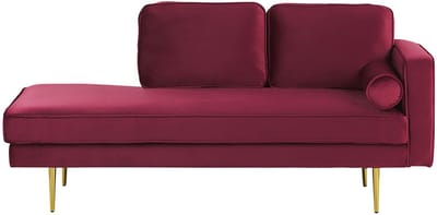 BELIANI MIRAMAS - Chaise longue - Donkerrood - Rechterzijde - Fluweel