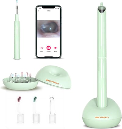IBORRIA Oorreiniger met Camera – Ear Cleaner – Oorsmeerverwijderaar – Oren Schoonmaken – Otoscoop – Endoscoop – Earscratcher – Oorlepel – Ultra HD Camera - Groen