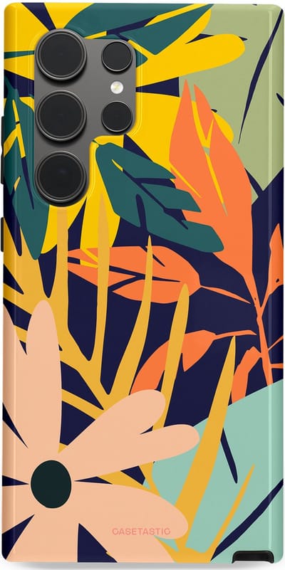 Casetastic Hoesje Geschikt voor Samsung S24 Ultra - Stijlvolle Beschermende Duo-layer Case - Ruwe bloemen