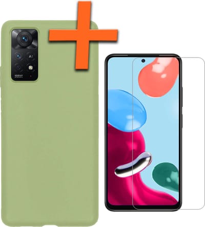 Hoes - Met Screenprotector - Geschikt voor Xiaomi Redmi Note 11 - Sterk & Shockproof - Back Cover - Siliconen Case - Telefoon Hoes - Groen
