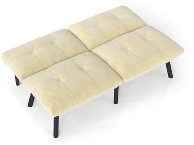 DESMIU Slaapbank 160 X 81 X 78 Cm - Opklapbare 2-Zits Met Slaapfunctie - Voor Kleine Woonruimtes En Gastenkamer - Fluweel Creme