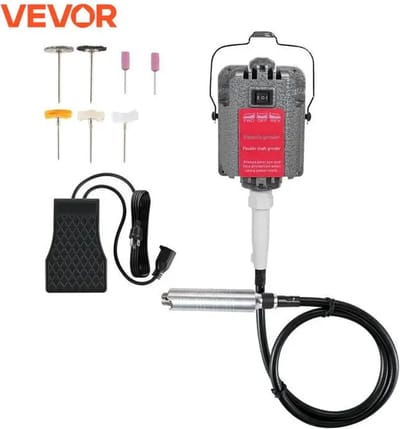SimpleStore Sieraden Polijst Machine - 230 W - Steen Polijst Machine - Steenhouwgereedschap - Voet Bediening - 7x Polijst Materialen