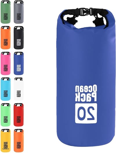 Waterdichte tas 20 liter in blauw met waterdichte overbroek voor outdoor activiteiten en reizen