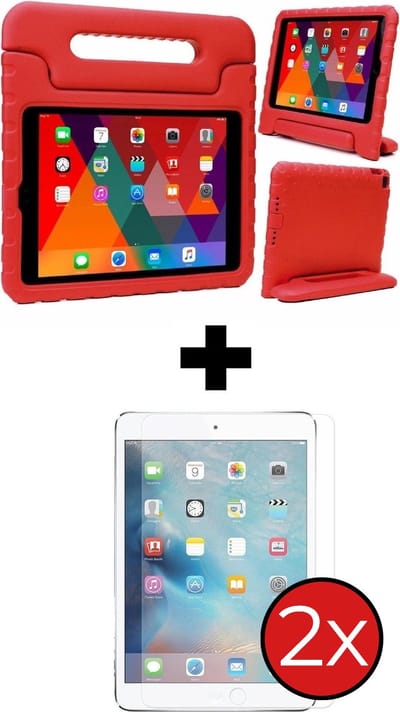 Hoesje - Geschikt voor Apple iPad Pro (2017) - 10.5 inch - Met 2x Screenprotector - Kinderhoes - Shockproof Bumper - Kidsproof Case - Tablethoes - Kinder Hoes Cover - Rood