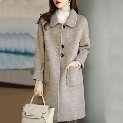 Nieuwe Herfst en Winter Wol Koreaanse Stijl Verdikte Wollen Jas Stijlvol Klein Middellang Damesjack L gray