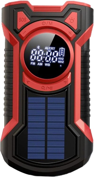 Noodradio - Hand Crank Radio - Stroomuitval Reizen - 5000 Mah Batterij Zaklamp - 16.5x5.8x8.9 cm - Groen Rood