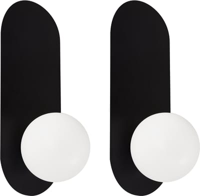 LEISI - Wandlampen set van 2 - Zwart - Opaalglas