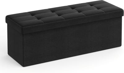 Opvouwbare Opbergbox – Zitbank/Voetenbank met Opbergruimte – Belastbaar tot 300 kg – Zwart