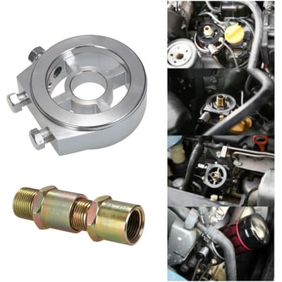 Adaptateur universel de plaque Sandwich de refroidisseur de filtre à huile de voiture pour la température et la pression d'huile blanc