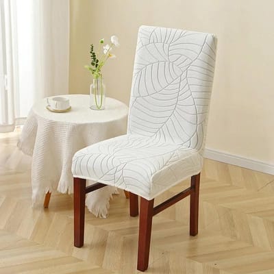 Housses de Chaise de Salle à Manger Jacquard Feuilles Housse de Chaise Extensible Universelle Housse de Chaise Anti-Poussière pour Mariage Cuisine Banquet Hôtel 1 Piece