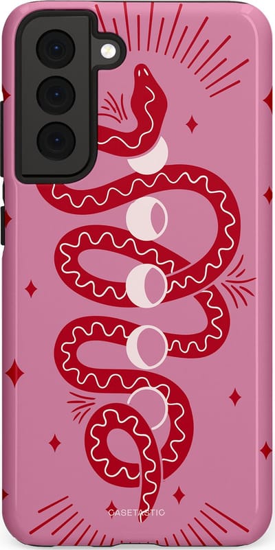 Casetastic Hoesje Geschikt voor Samsung S21 FE - Stijlvolle Beschermende Duo-layer Case - Eclipseslang