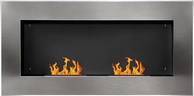 Bio-ethanol wandhaard - RVS sfeerhaard - 2 branders - 110 cm brede wandhaard - Zilver
