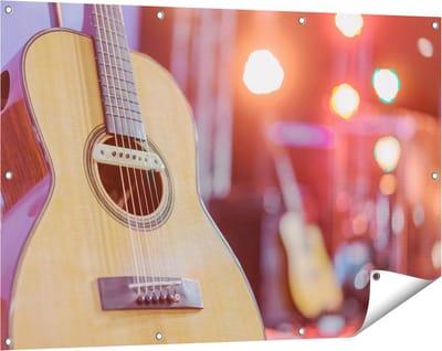 Gards Tuinposter Gitaar bij het Podium - 120x80 cm - Tuindoek - Tuindecoratie - Wanddecoratie buiten - Tuinschilderij