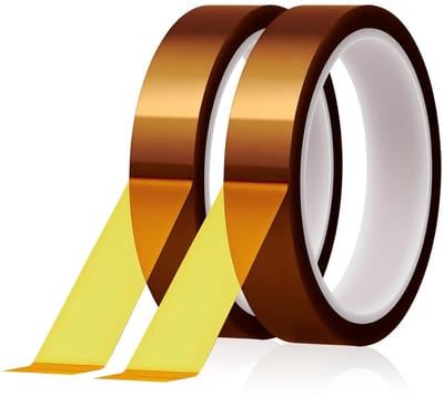 Hittebestendig thermisch plakband, 2 rollen polyimide tape 20 mm x 33 m, ideaal voor elektronica en 3D-printers, zonder restanten