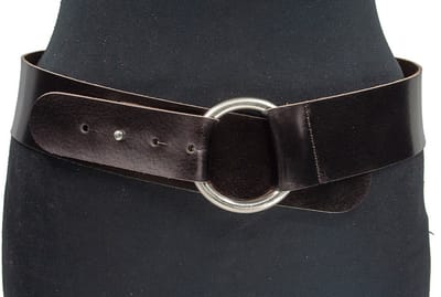 Damesriem brons - Brede leren riem 5,5cm met zilverkleurige gesp - Leer - Brede riem - Casual - Maat 85