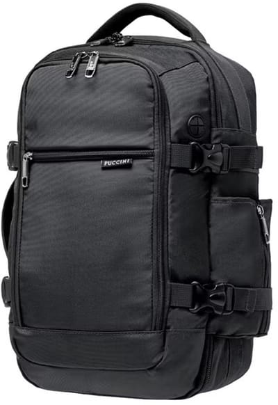 Puccini rugzak - 3 in 1 - 40x25x12-20 cm - formaat aanpasbaar - zwart - Wizzair - Ryanair - KLM - handbagage
