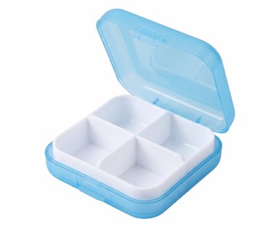Mini Pillendoosje 4 Vakjes - Mini-Pillen Organizer - Mini-Medicijn Doosje - 4 vakjes - Blauw - IXEN
