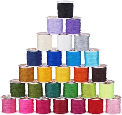 28 Kleuren Chinese Knopenkoord 0.8mm Nylon Handbrei Koord voor Sieraden Maken, Armbanden en Kralen 980m Totaal