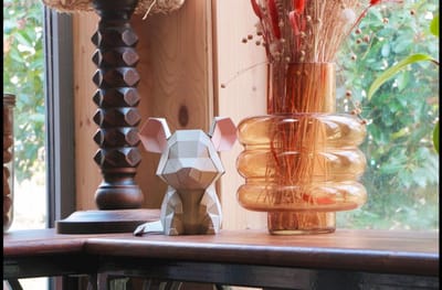 Grijze muis - 3D papieren origami model - doe-het-zelf - Knutselwerkjes - Kinder- en babykamerdecoratie - Kamerdecoratie
