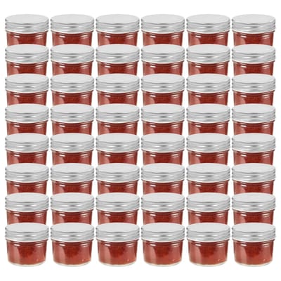 vidaXL - Jampotten - met - zilverkleurige - deksels - 48 - st - 110 - ml - glas