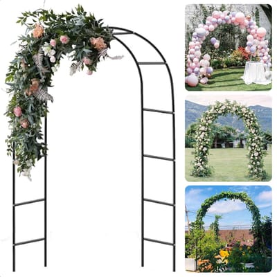 Rozenboog - Plantenklimrek - Metalen Klimhulp - Tuinboog 140 x 240 cm - Donkergroen - Inclusief EBOOK