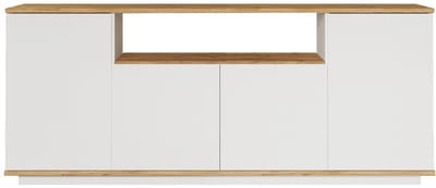 Vente-unique Buffetkast met 4 deuren en 1 plank - Licht naturel en wit - LOTULA