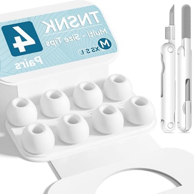 Vervangende Oordopjes voor Airpods Pro 2 en 1 met Geluidsreductie, Antislip Siliconen Tips en Schoonmaakset met Organizer (Wit - Maat M)